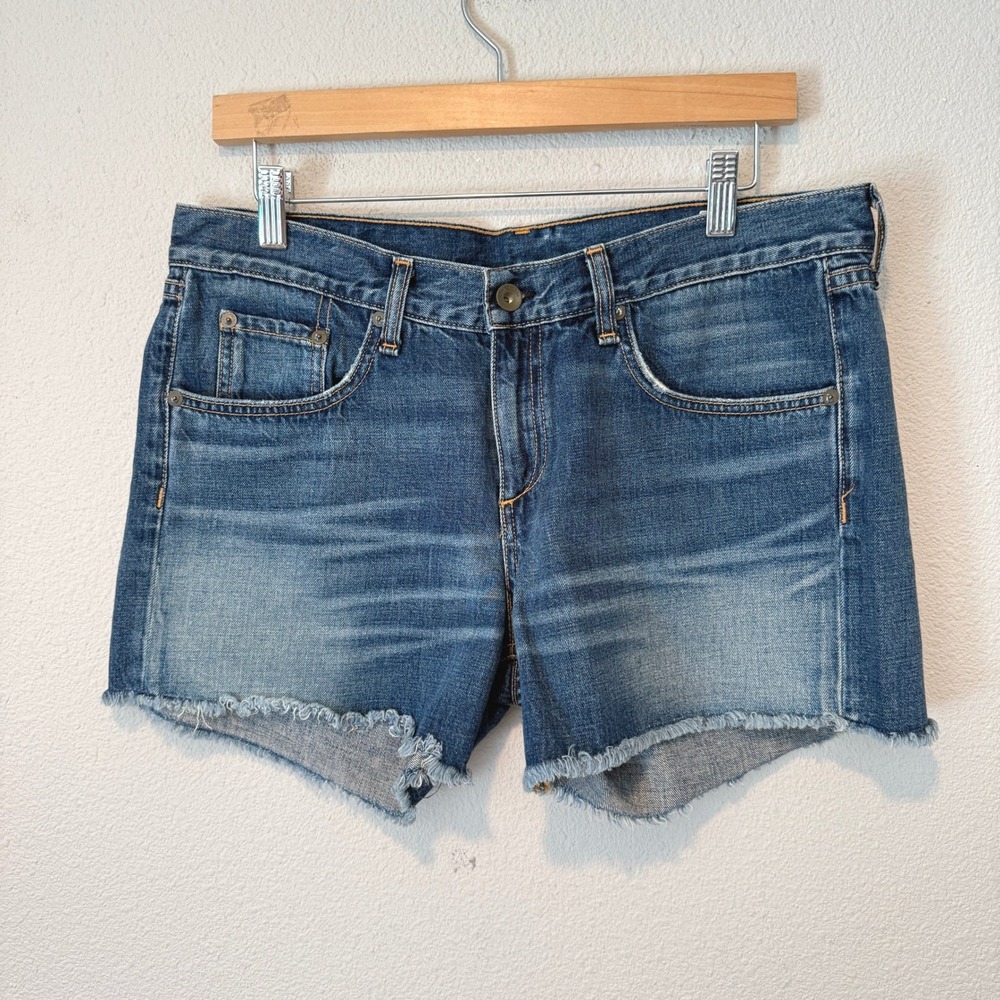 Rag & Bone Torrington Denim Shorts Blue Raw Hem Cotton W1915K273TOR Size 28